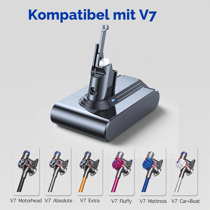 V7 Akku, 6000mAh Ersatzakku für Dyson V7 Motorhead SV11 Trigger Animal Fluffy Original Cord Free Sta