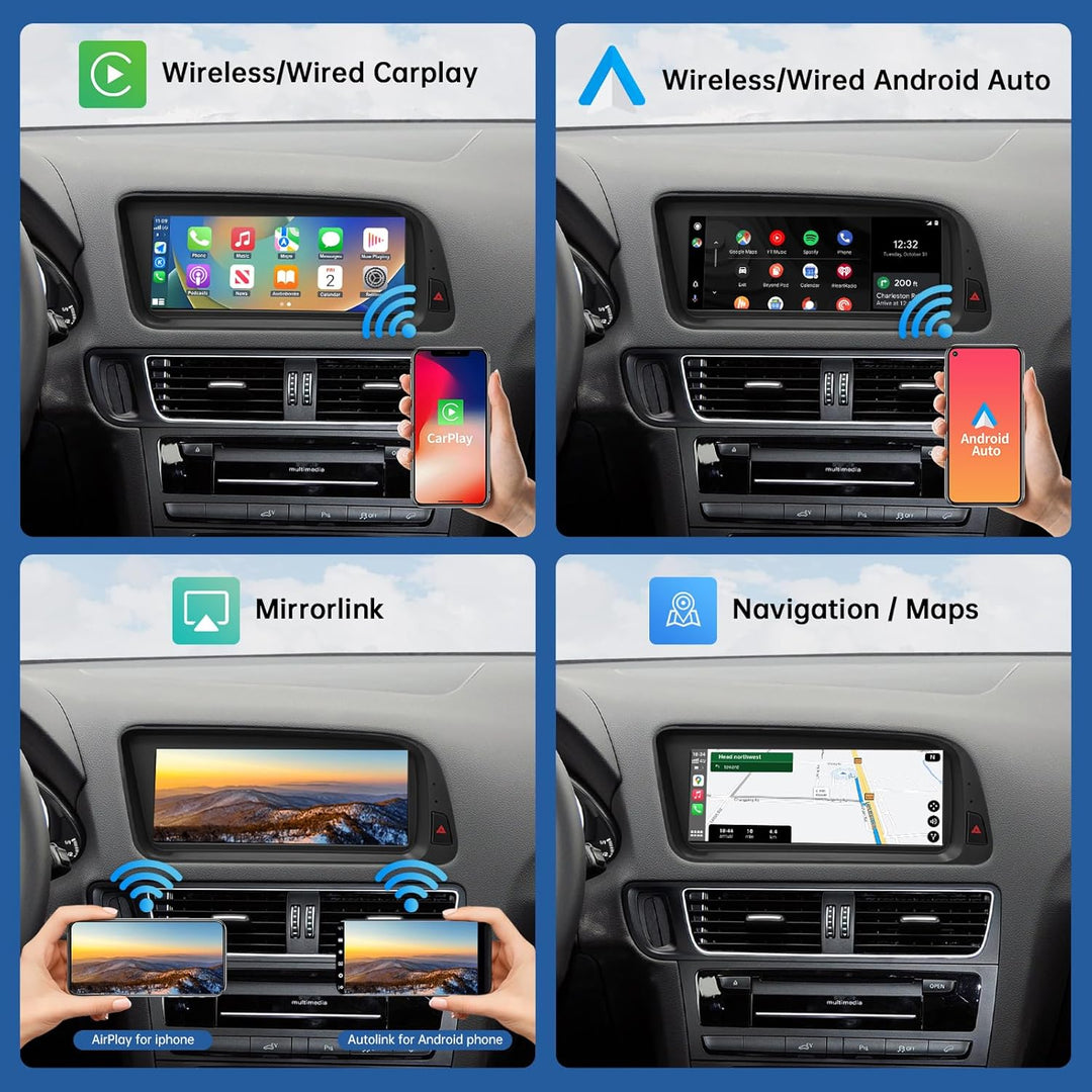 Road Top 8,9 Zoll Autoradio Drahtlos CarPlay Touchscreen für Audi Q5 2009-2017 Jahr mit 3GMMI, Autor