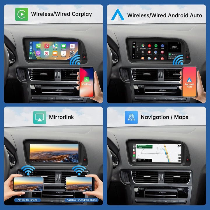 Road Top 8,9 Zoll Autoradio Drahtlos CarPlay Touchscreen für Audi Q5 2009-2017 Jahr mit 3GMMI, Autor