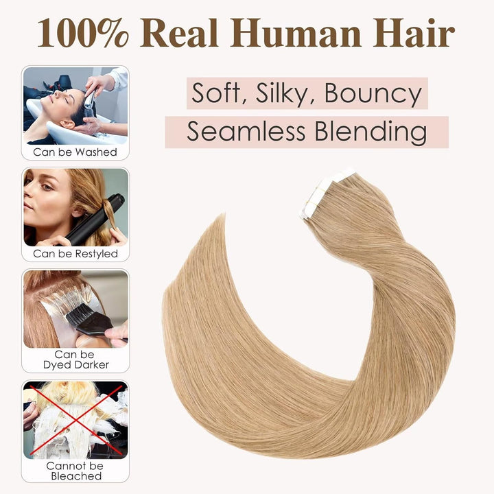 TESS Tape Extensions Echthaar Blond 40 Stück 45 cm Haarverlängerungen Remy Human Hair günstig 100 g