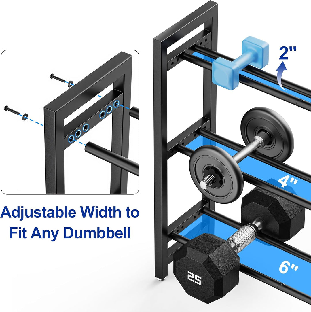 Verstellbarer Dreistöckiger Hantelständer 127cm Adjustable Kurzhantelständer 3 Ebenen Hantelablage (