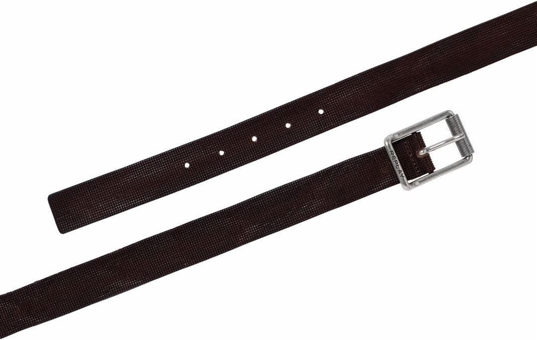 Replay Herren Gürtel aus Leder 90 Faded Black Brown 127, 90 Faded Black Brown 127
