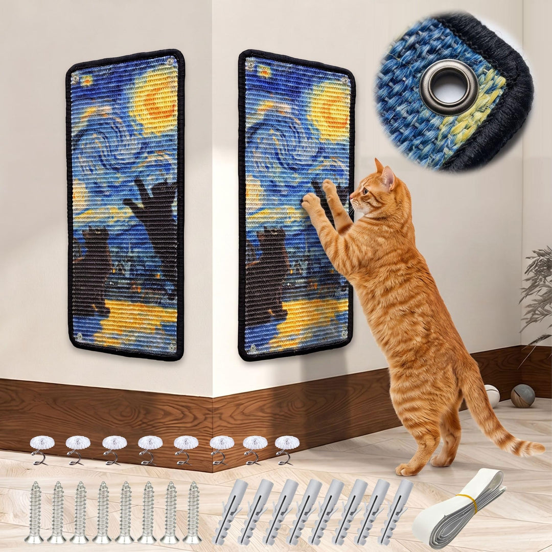 JanYoo 2 Stück Kratzmatte aus Sisal, Kratzmatte für Katzen, mit Klebeband, Katzenkratzmatte, Teppich
