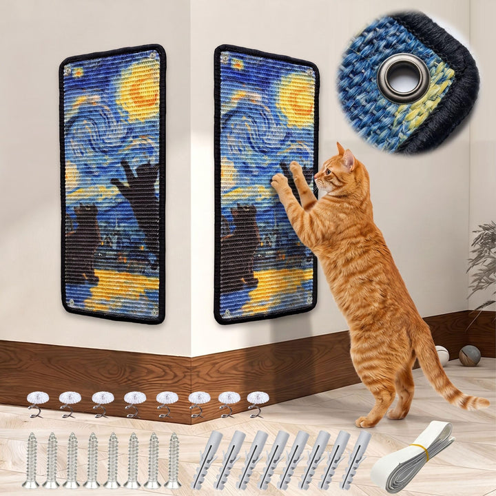JanYoo 2 Stück Kratzmatte aus Sisal, Kratzmatte für Katzen, mit Klebeband, Katzenkratzmatte, Teppich