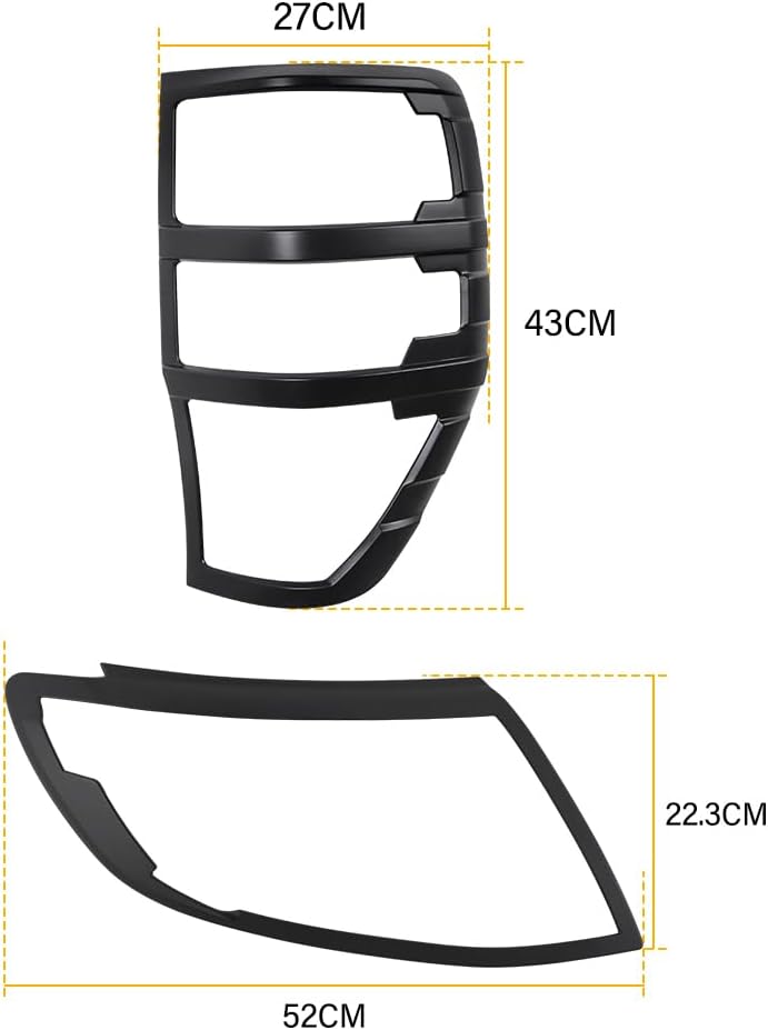 JHCHAN Scheinwerfer Rücklichtabdeckung für Ford Ranger T6 2012-2014 Raptor Limited Tremor XL XLT XLS