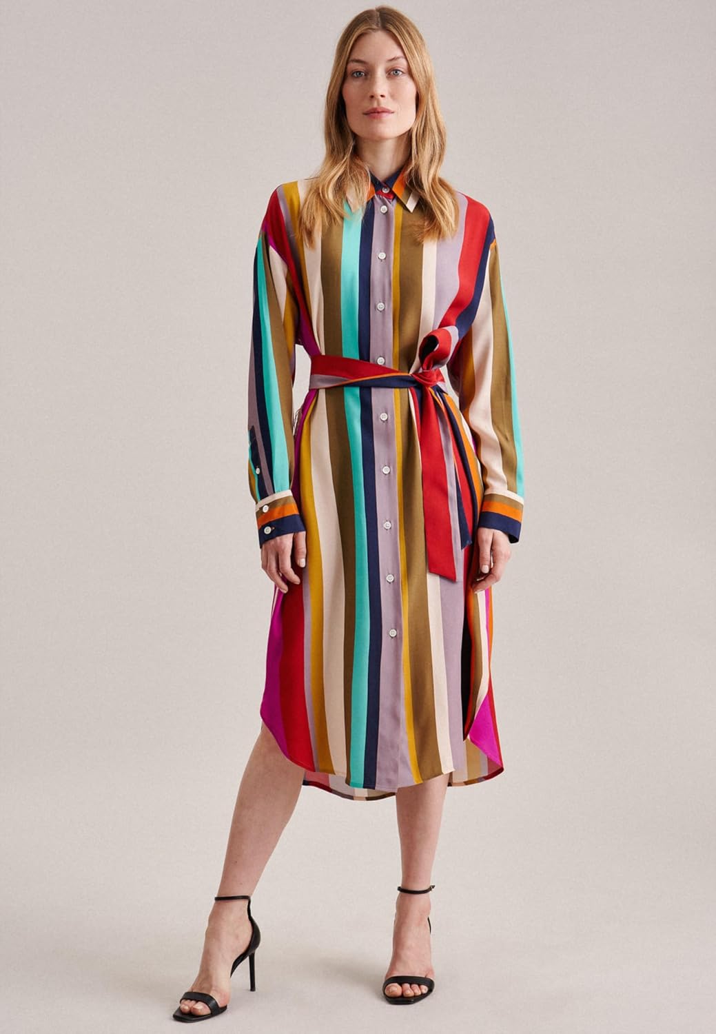 Seidensticker Damen Regular Fit Blusenkleid Langarm Kleid 36 Blau, 36 Blau