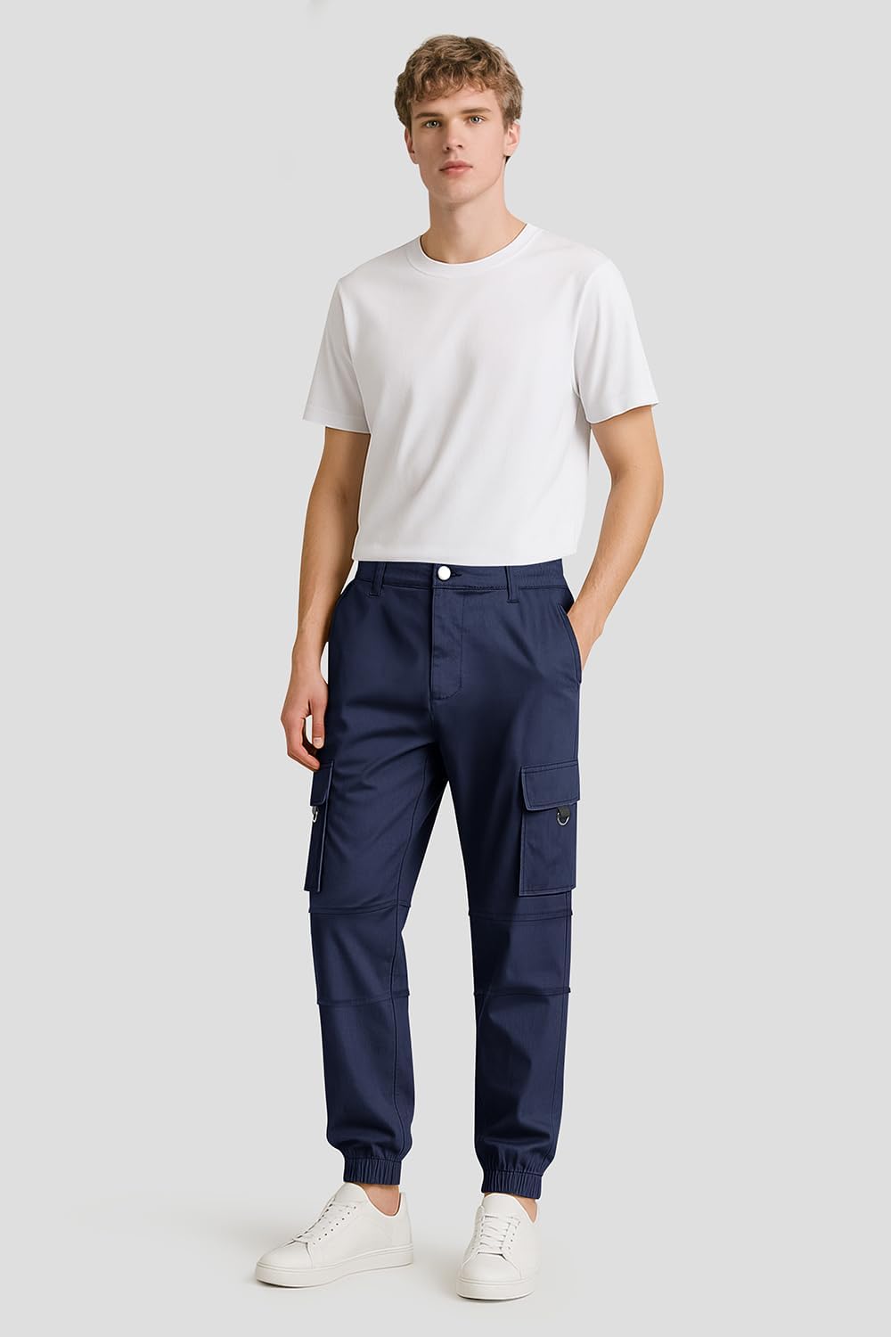 GINGTTO Herren Cargo Hose Stretch Jogginghose für Männer Casual Slim Fit Cargohose Herren Dunkel Bla