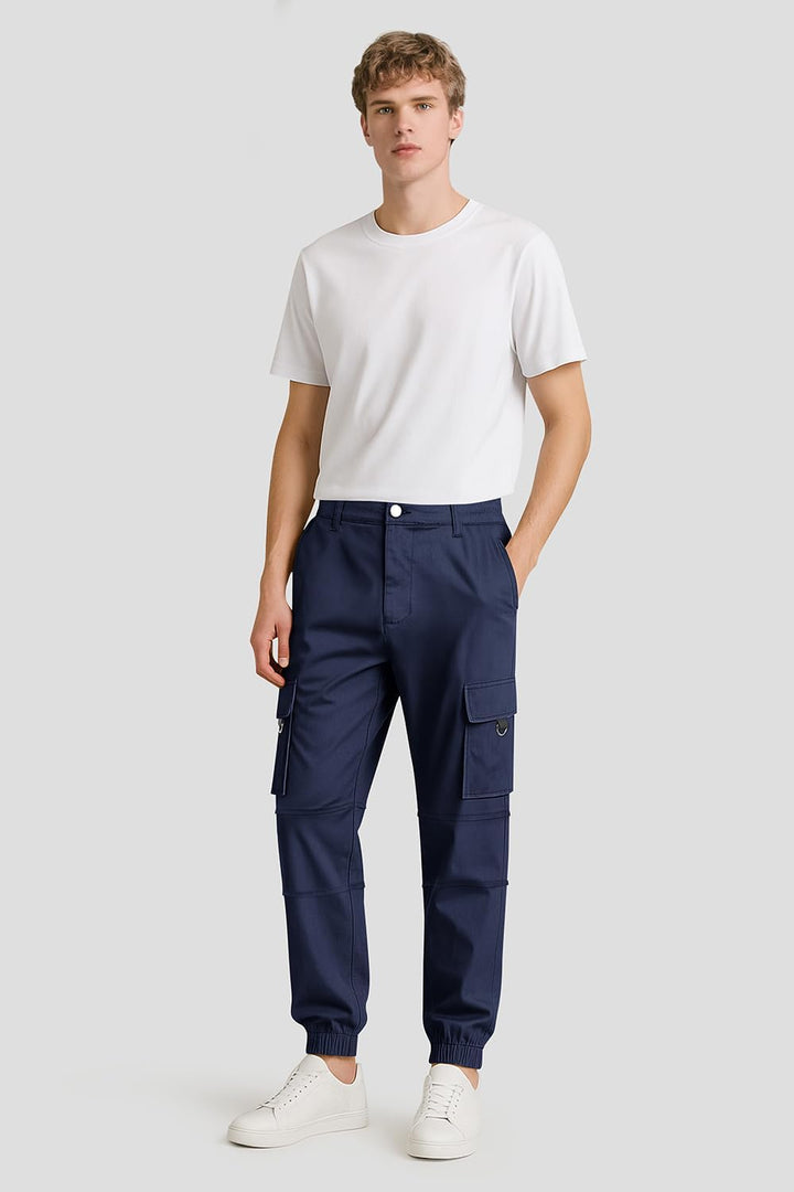 GINGTTO Herren Cargo Hose Stretch Jogginghose für Männer Casual Slim Fit Cargohose Herren Dunkel Bla