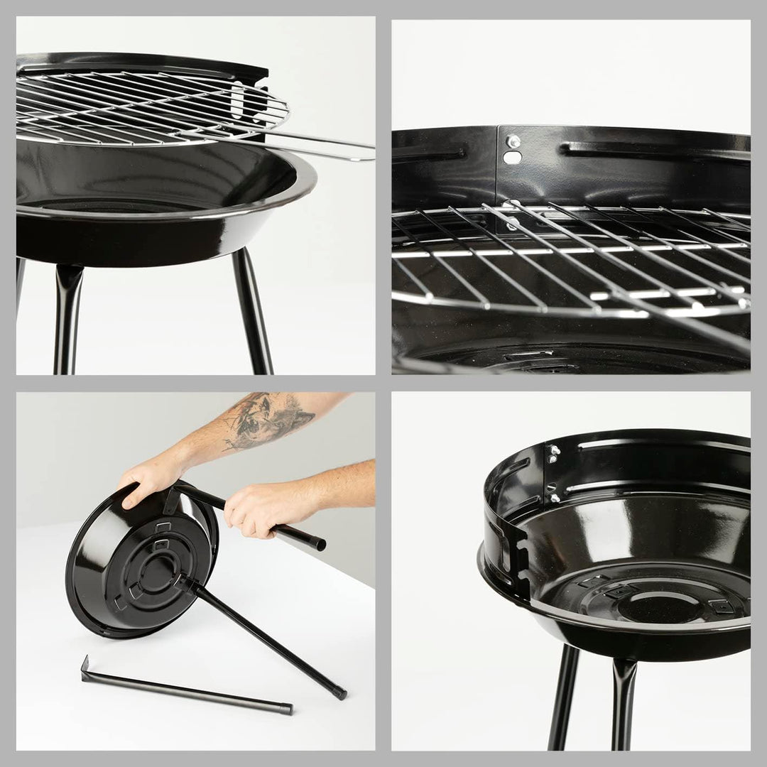 LANDMANN Holzkohle-Rundgrill | Mobiler Holzkohlegrill | Ideal für 2 bis 3 Personen geeignet | Durchm
