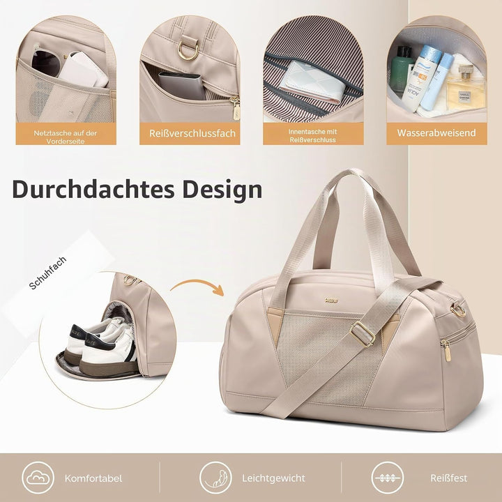 VNINE Reisetasche Sporttasche Damen，Leichte Handgepäck Tasche Weekender Bag Schwimmtasche Wasserdich