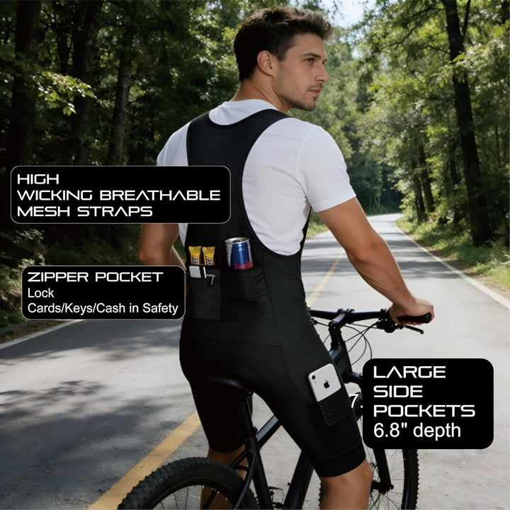 CEROTIPOLAR Radhosen für Herren, Lange Polsterung, Fahrrad-Bib-Shorts UPF50+ L Black-7, L Black-7