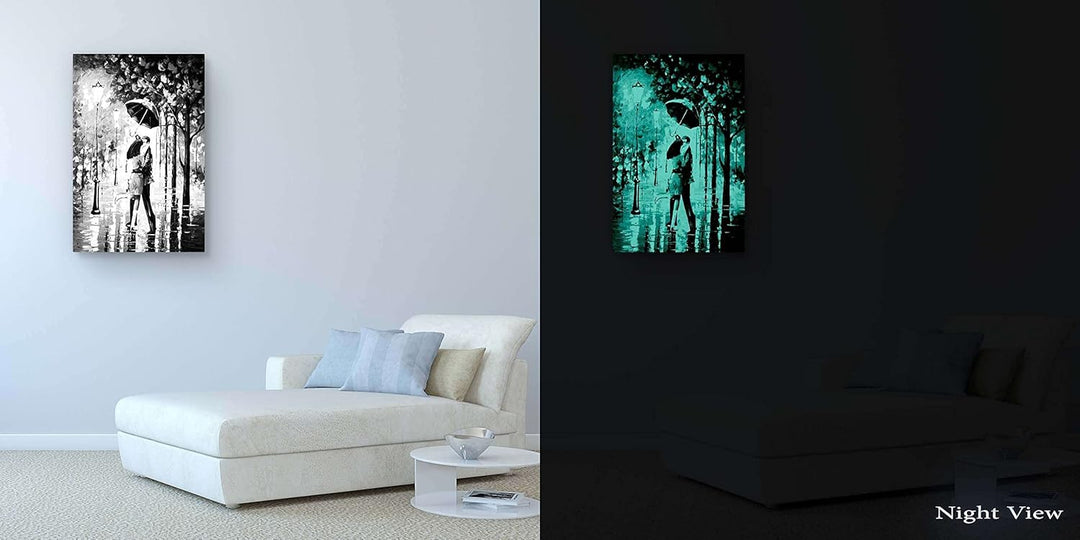 Startonight Leinwandbilder Schwarz und Weiss Kuss im Regen, Doppelansicht Überraschung Modernes Deko