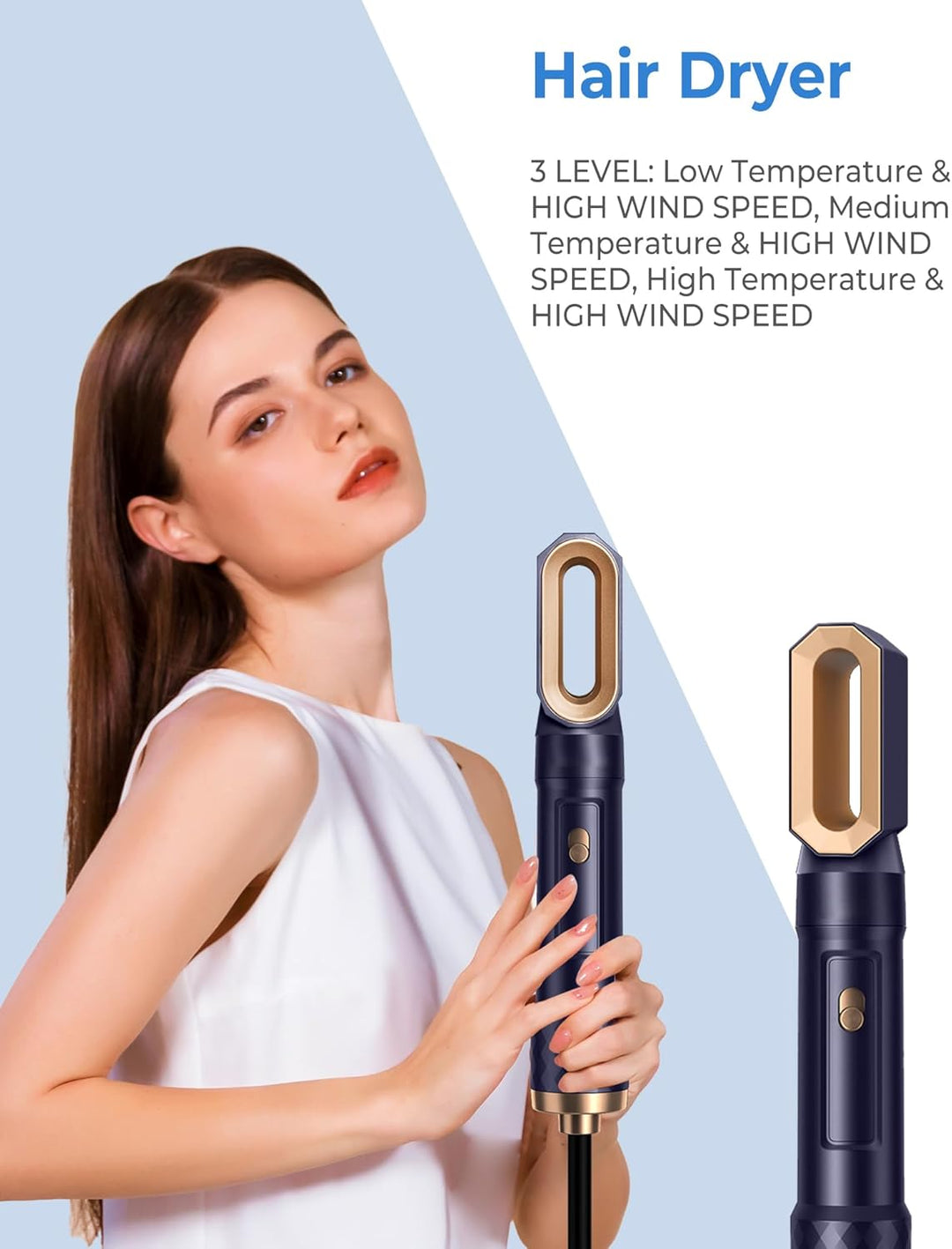 Airstyler 6 IN 1, Lockenstab Föhnbürste mit warmluftbürste，rundbürstenföhn, lockenstab automatisch,
