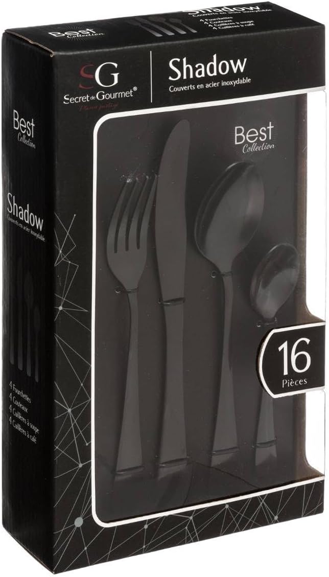 Secret de Gourmet - 16 stück hausfrau schatten - 16 Stück Schattenbesteck, Edelstahl