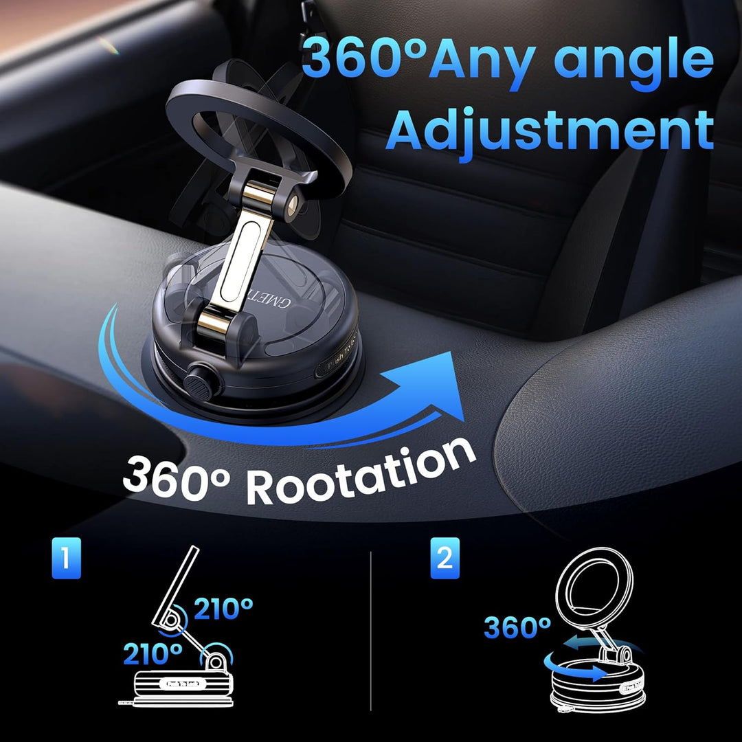 Auto-Handyhalterung für MagSafe 360° Drehung und duale Achsenanpassung, bis zu 78 lbs Saugnapf, komp