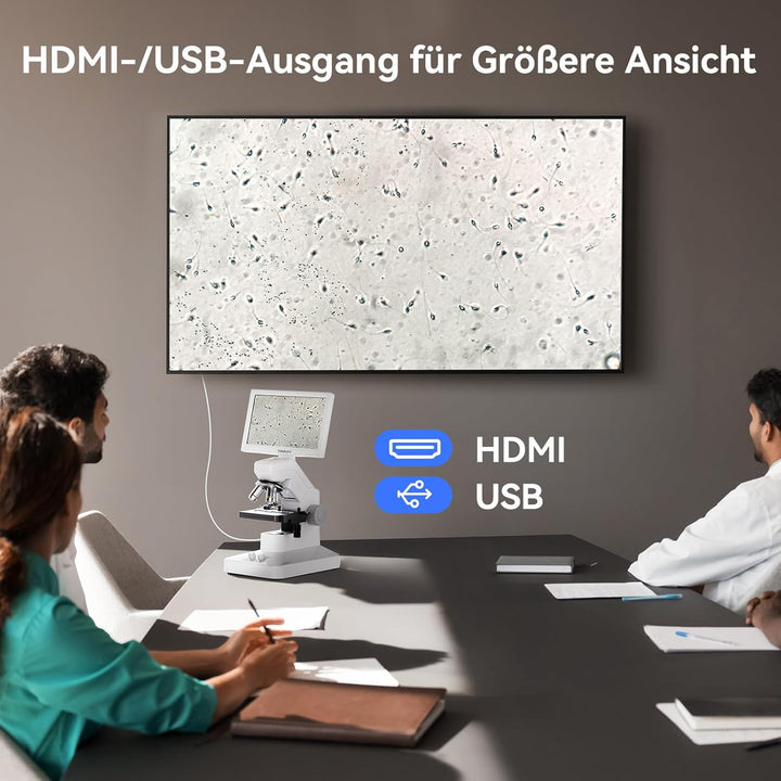 TOMLOV DM301 Max Biologisches Mikroskop für Erwachsene Kinder: 7" HDMI Digital Mikroskop mit Integri