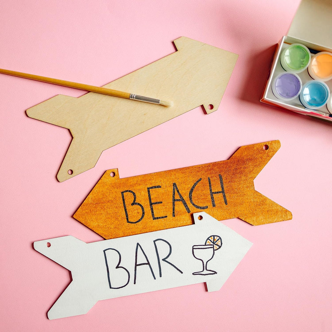 Creative Deco 5 x Holzzeiger Wegweiser Pfeil Anhängers | 30 x 11 cm | Blanko Holzschild zum Aufhänge