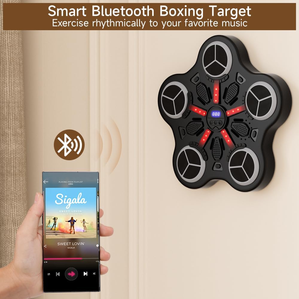 Smart Music Boxing Machine Wand-Boxtrainer mit Bluetooth &, Touchscreen, 3 Modi/3 Geschwindigkeiten,