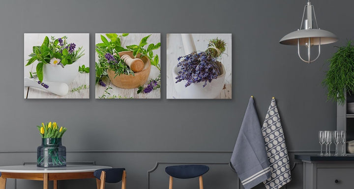Muralo - Wandbilder Set - Leinwand Bilder Set Aufhängefertig - Bilder für Küche- Moderne Wanddeko -