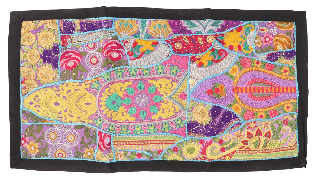 GURU SHOP Orientalischer Tischläufer, Wandbehang, Einzelstück 85x45 cm - Motiv 7, Gelb, Baumwolle, W