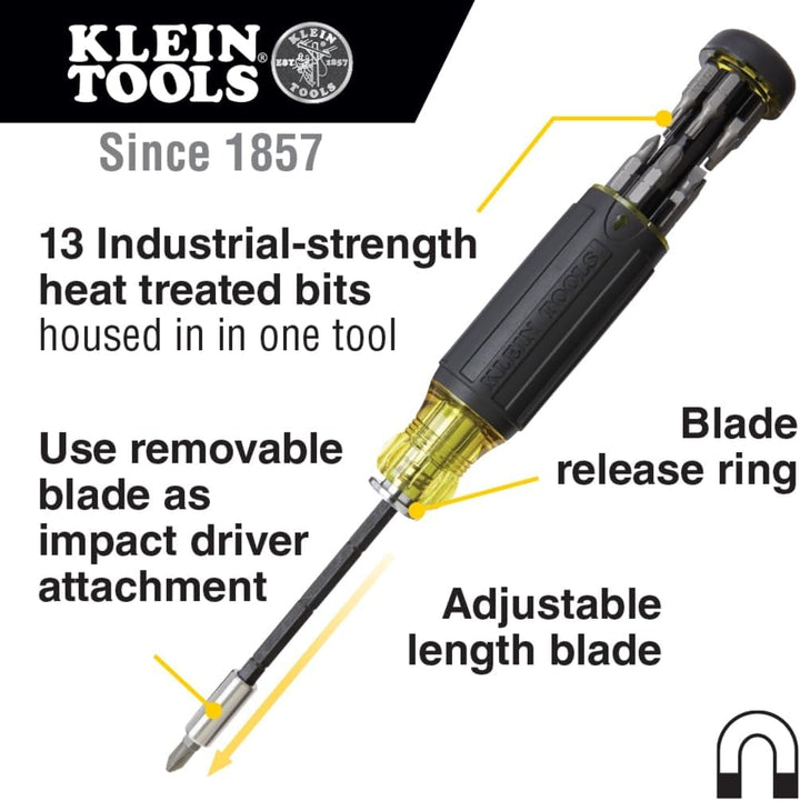 Klein Tools 32303 Multi-Bit Schraubendreher/Steckschlüssel, Schlagklasse 14 in 1 Magnet-Schraubendre