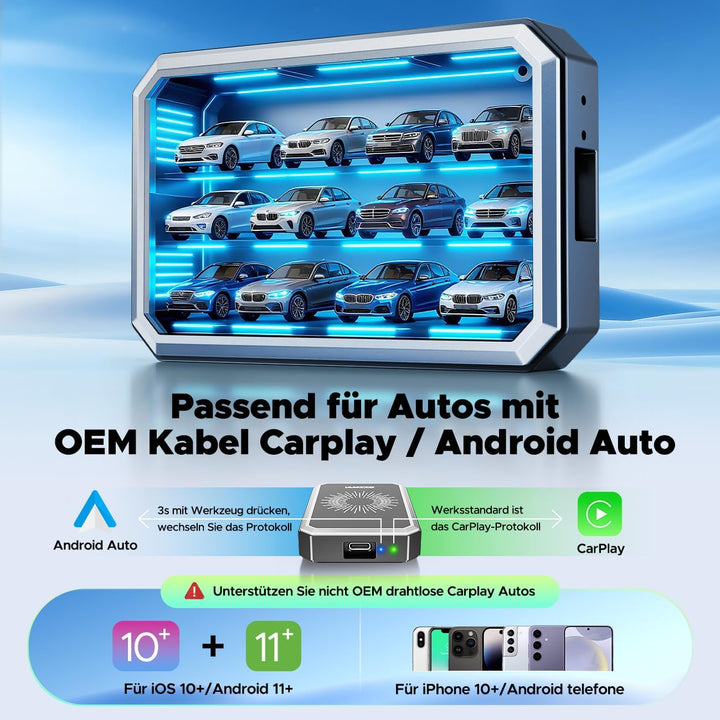 LAMTTO 4-in-1 Wireless CarPlay Android Auto Adapter mit Net-Flix/YouTube/Tik Tok Google-Play Downloa