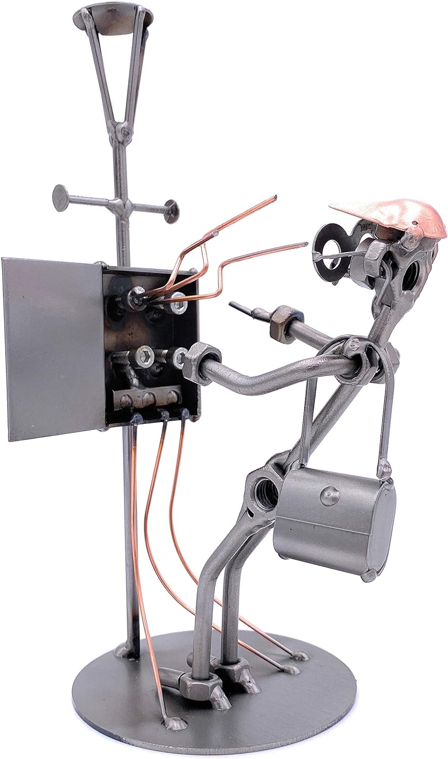 STEEMO Schraubenmännchen Elektriker Handwerker Geschenk Metall-Deko 13x12x24 cm