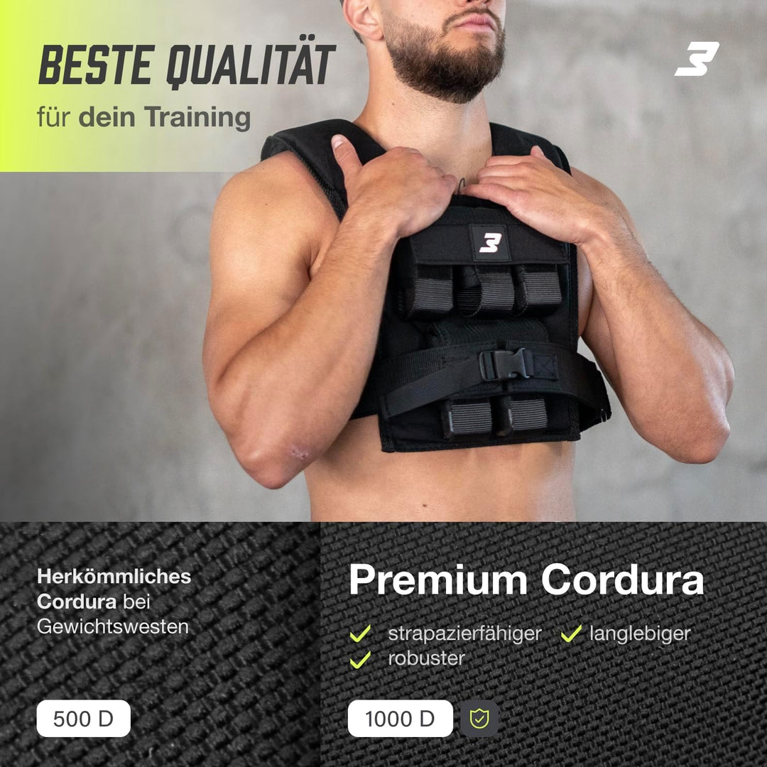 Müller & Blum Premium Gewichtsweste 20 kg oder 10 kg, Verstellbare Trainingsweste mit herausnehmbare