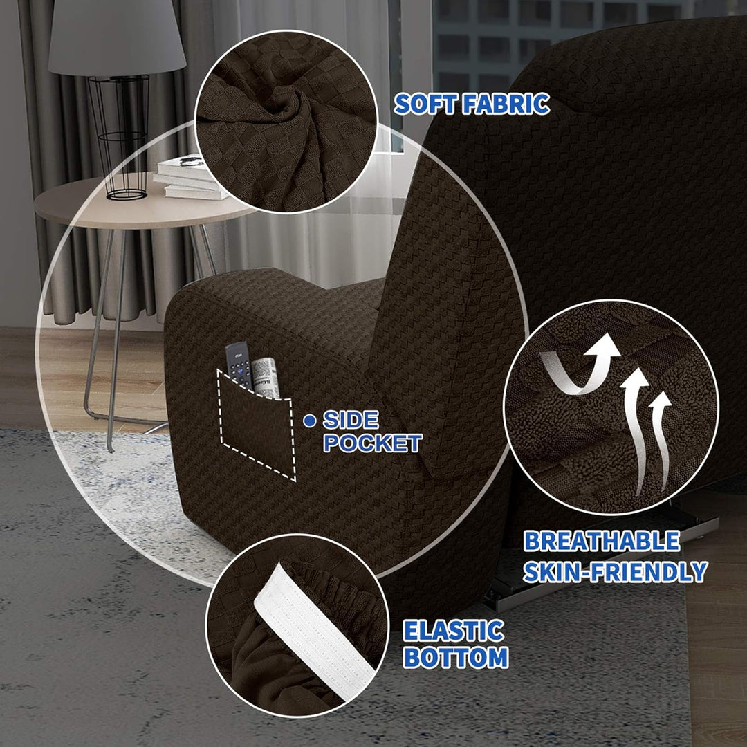 MAXIJIN Bezug für 1-Sitzer-Liegesofa, Stretch Sofaschutz, Schonbezüge, Sesselbezug (Dunkler Kaffee),