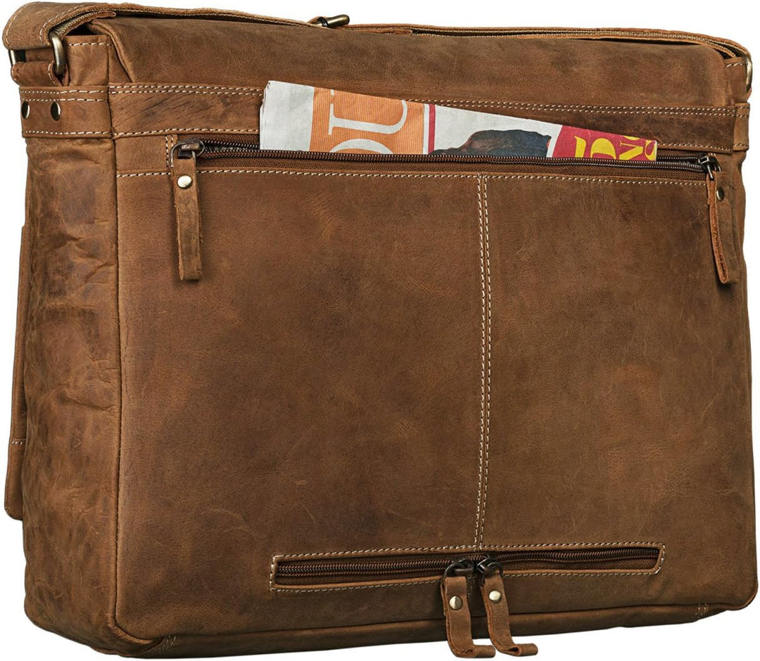 STILORD 'Patrick' Vintage Schultertasche aus echtem Rinds-Leder, mit Laptopfach, Umhängetasche aufst