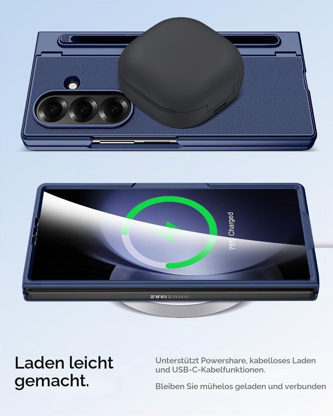 Miimall Kompatibel mit Samsung Galaxy Z Fold 5 Hülle mit S-Pen &amp; Stifthalter, [HD Displayschutz] Ult