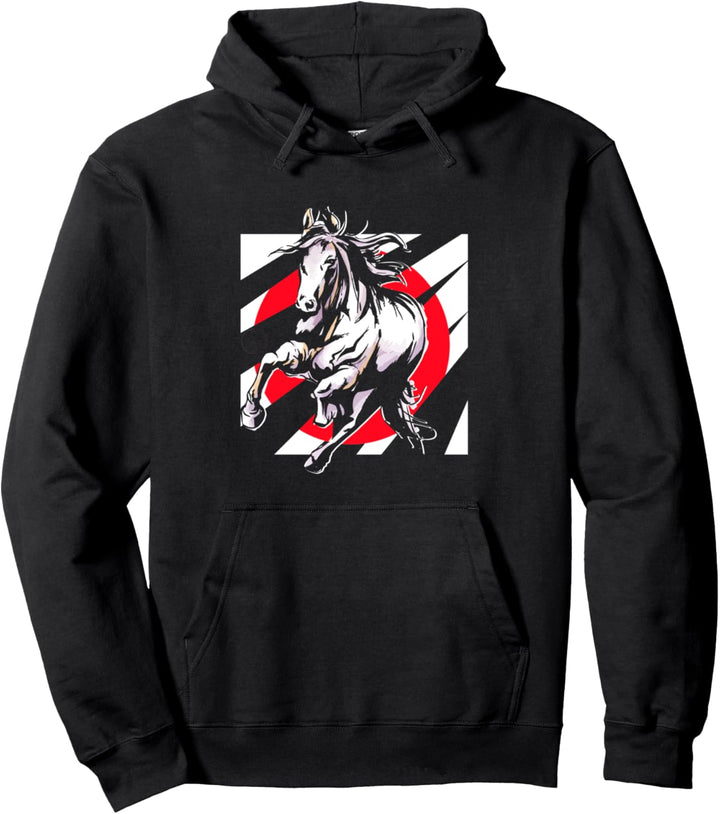 Japanische Flagge, Reitsport, Hufeisen Pullover Hoodie