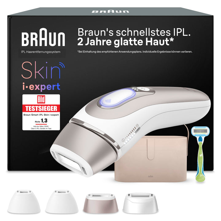 Braun Smart IPL Skin i·expert, Haarentfernung für zu Hause, Gratis App, Aufbewahrungstasche, Venus R
