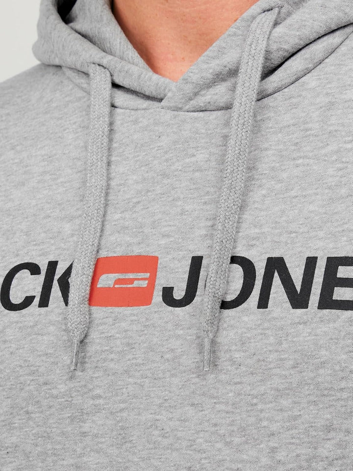 JACK & JONES Male Kapuzenpullover Logo Kapuzenpullover XS Light Grey Melange, XS Light Grey Melange
