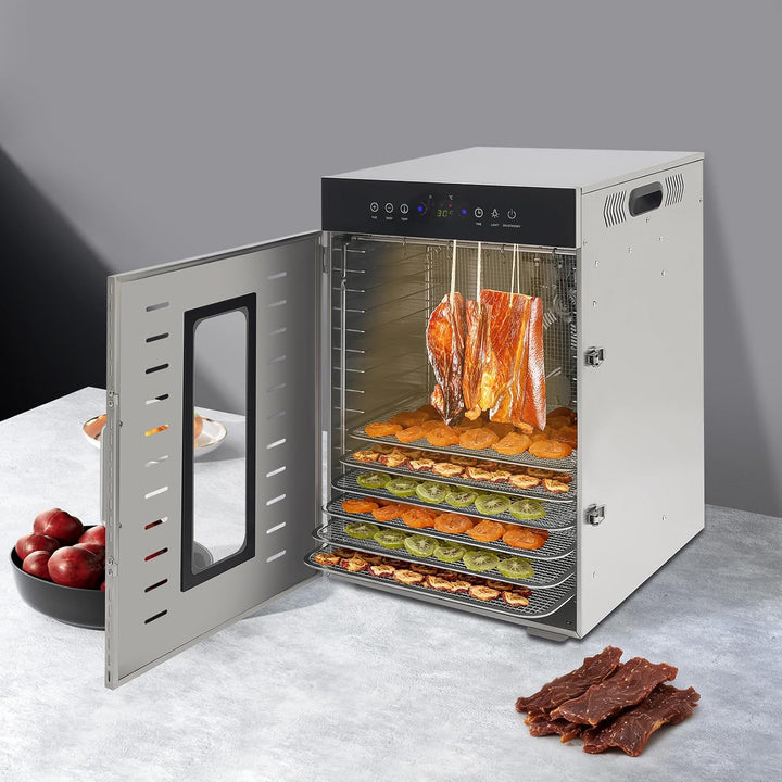 Dörrautomat 16-stufig 1350W, Für Kochen, Gewerbe | Edelstahl, Timer, digital, Obst, Fleisch, Wurst,