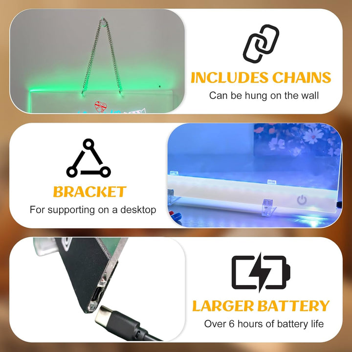 LED Notiztafel mit Farben,Wiederaufladbares Zeichenbrett 35x25cm mit 10 Lichtmoden,Aufhängbar Leucht