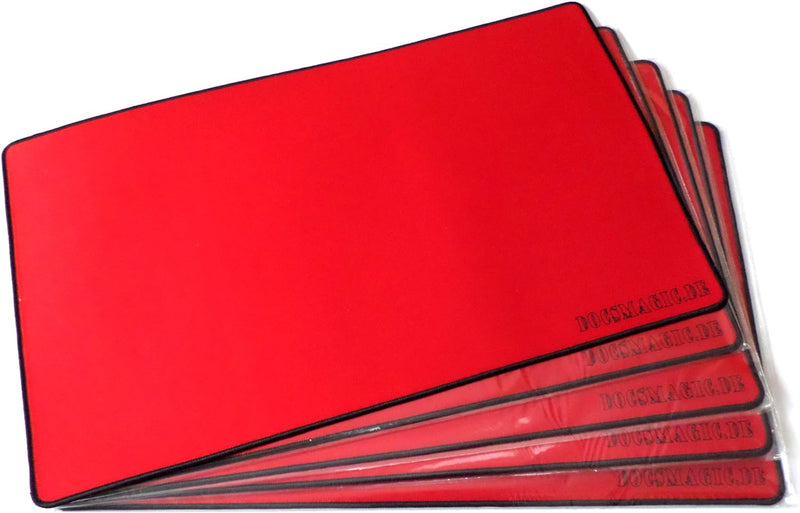 docsmagic.de 5 x Premium Playmat Red - 60 x 34 cm Stitched 3mm - Spielmatte Rot 5 x Spielmatte Rot,