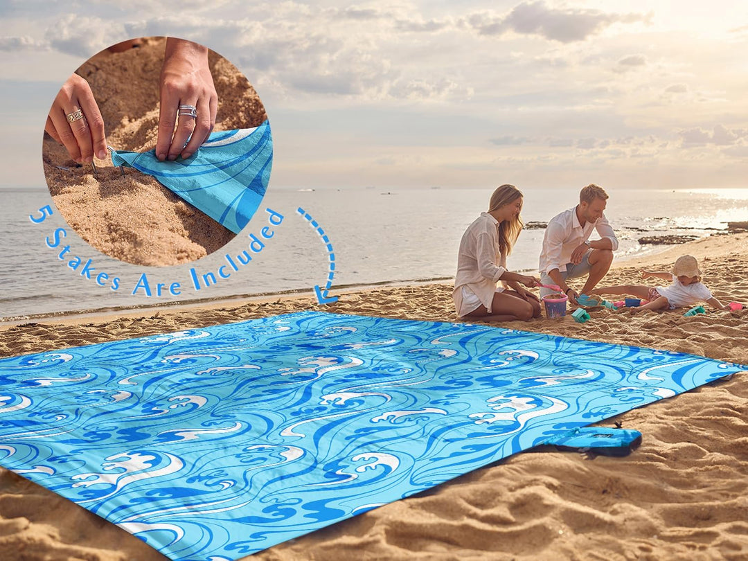 WEKAPO Stranddecke, wasserdicht, sanddicht, übergross, extra gross, sandfrei, Strandmatte mit Hering