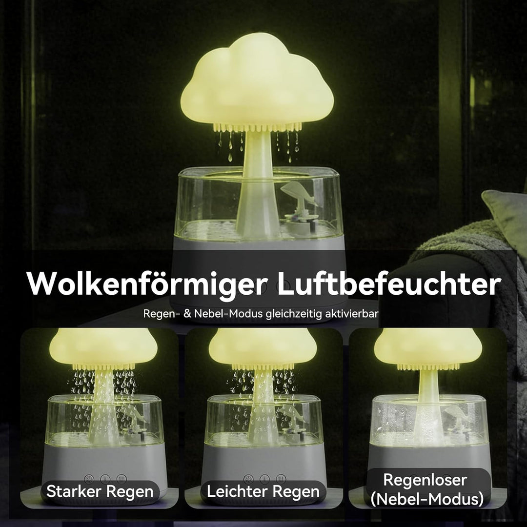 EXTRASTAR 800ML Regenwolken Luftbefeuchter mit Auto-Abschaltung, Regentropfen-Nebel, 7 Farben LED &