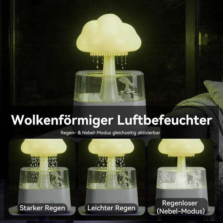 EXTRASTAR 800ML Regenwolken Luftbefeuchter mit Auto-Abschaltung, Regentropfen-Nebel, 7 Farben LED &