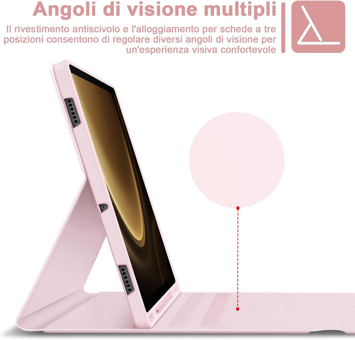 Bettdow für Samsung Galaxy Tab S9 FE+/S9+ 2023 Tastatur Hülle, Rosa (Italienisch), Rosa