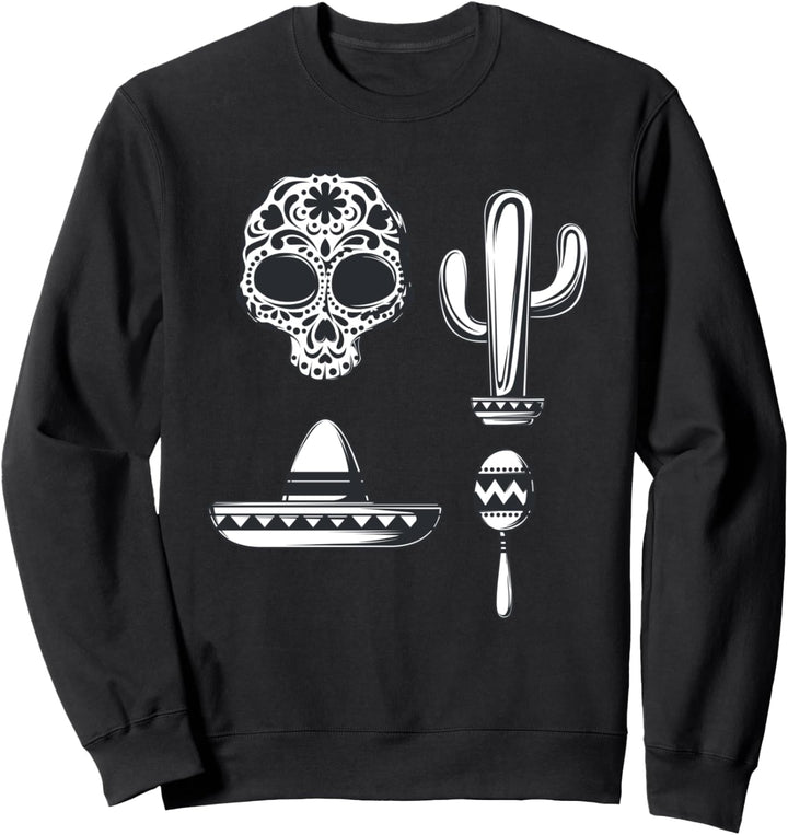 Mexiko Schädel Maracas Rumbakugeln Sombrero Rasseln Fiesta Sweatshirt