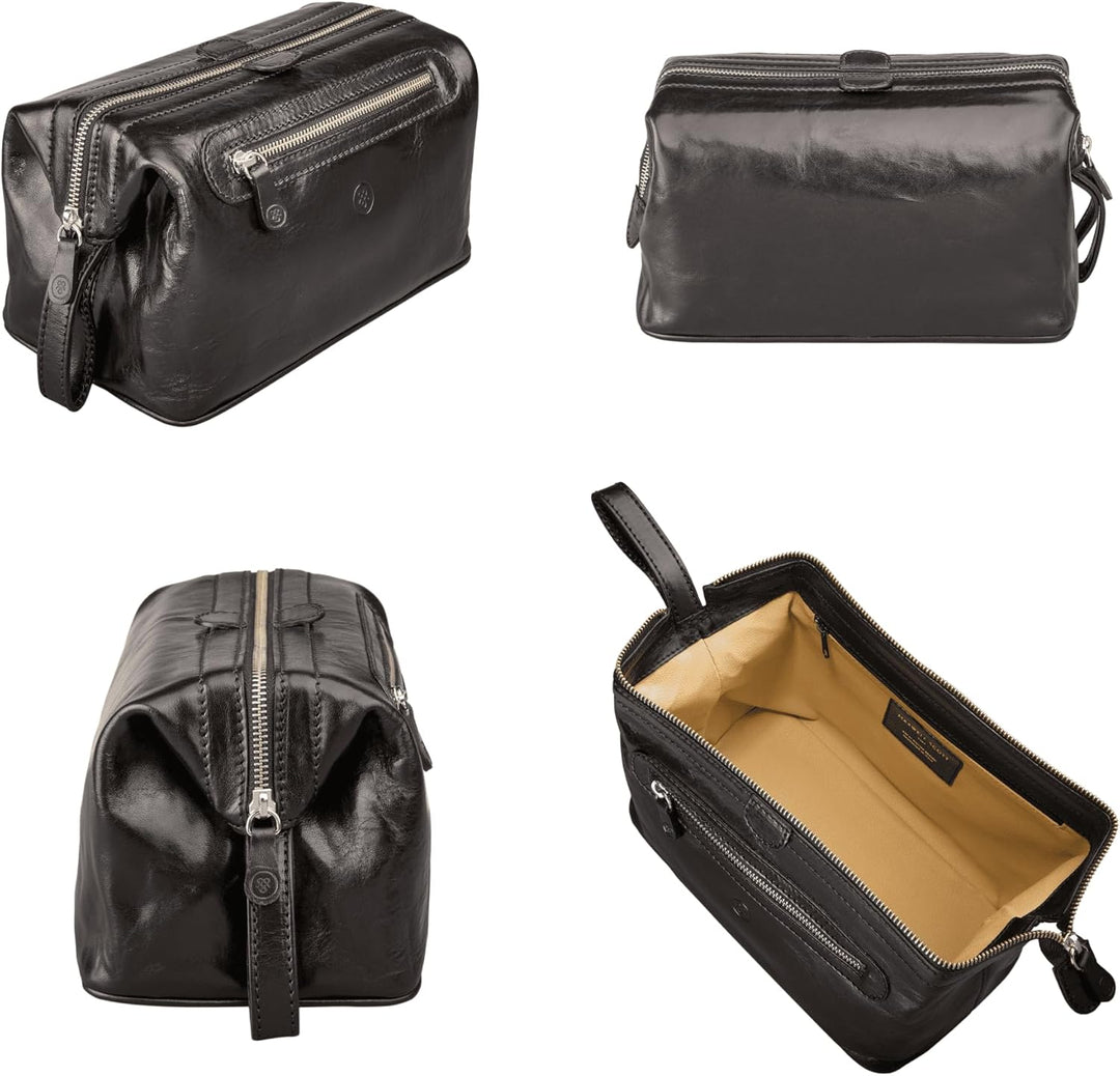 Maxwell-Scott Luxus Leder Kulturtasche (DunoL), Schwarz, large Schwarz Nicht-personalisierte, Schwar