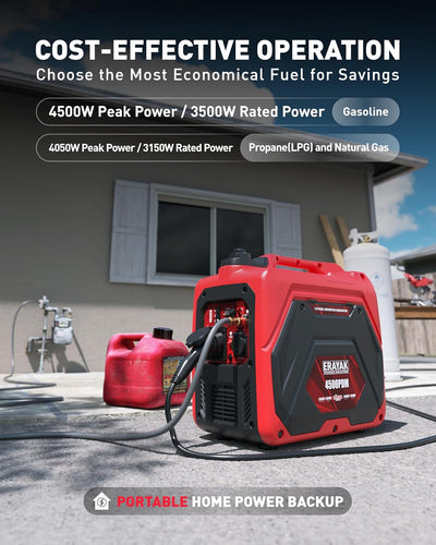 ERAYAK 4500W Tri-Fuel Tragbare Notstromaggregat Leise Benzin Inverter Auto Dual Fuel Schalter für Ga