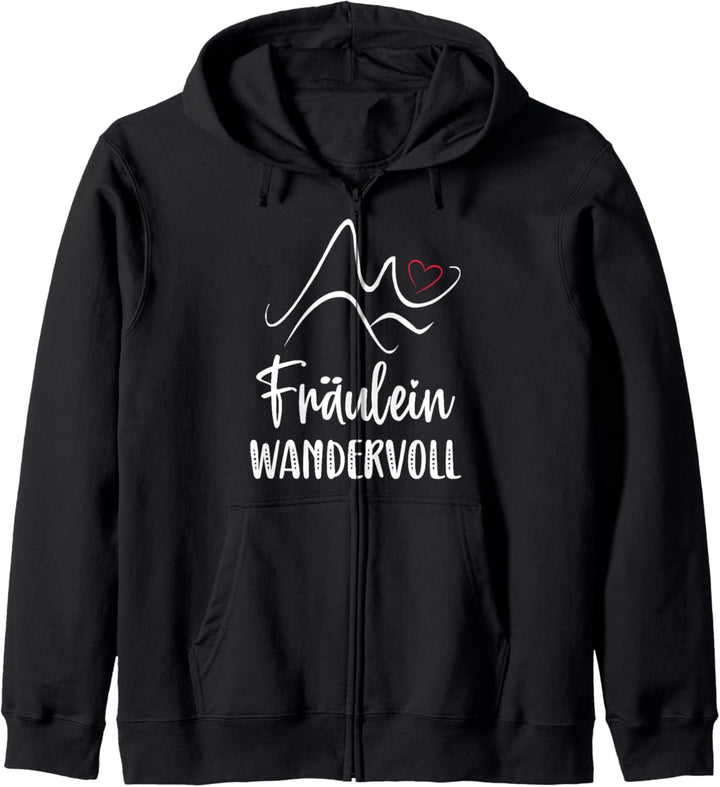 Fräulein Wandervoll Wandern Zubehör Herz Alpen Berglauf Kapuzenjacke