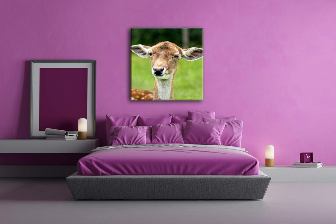 deyoli Anmutiger Hirsch Format: 60x60 als Leinwandbild, Motiv fertig gerahmt auf Echtholzrahmen, Hoc