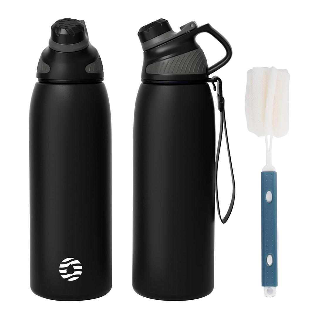 Fjbottle Edelstahl Trinkflasche Sport mit Magnetischem Deckel 1L, 800ml, 600ml, 400ml BPA-Frei Ausla