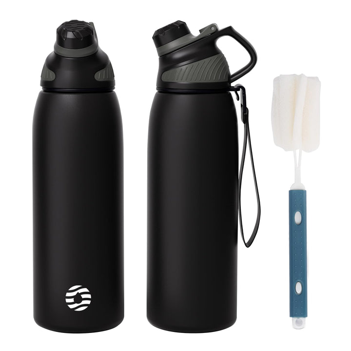 Fjbottle Edelstahl Trinkflasche Sport mit Magnetischem Deckel 1L, 800ml, 600ml, 400ml BPA-Frei Ausla