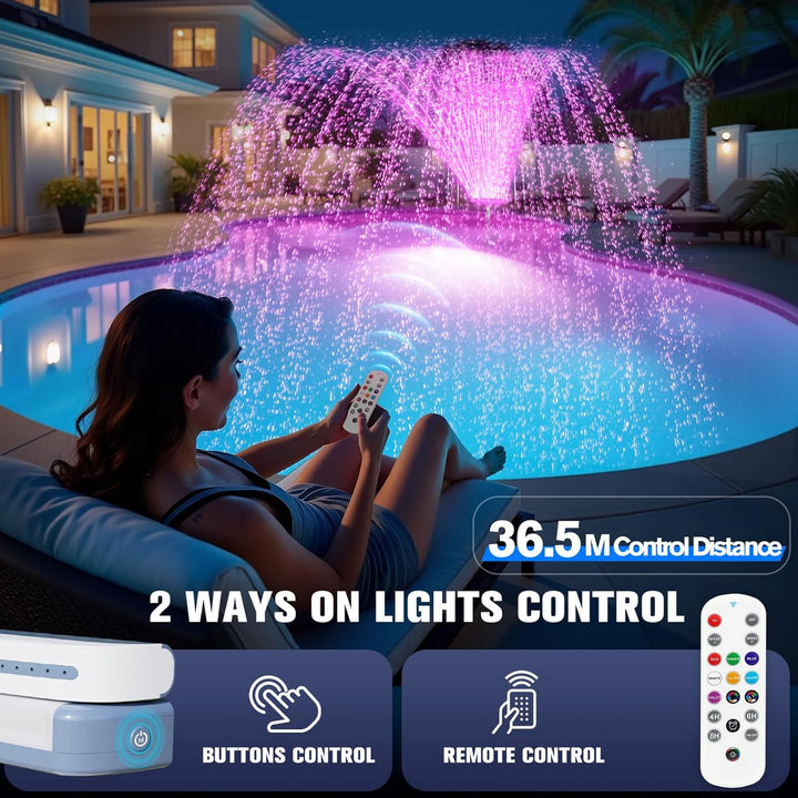 KingSom Pool Wasserfall mit LED llich,Wiederaufladbare Springbrunnen Pool Brunnen Wasserfall, mit Fe