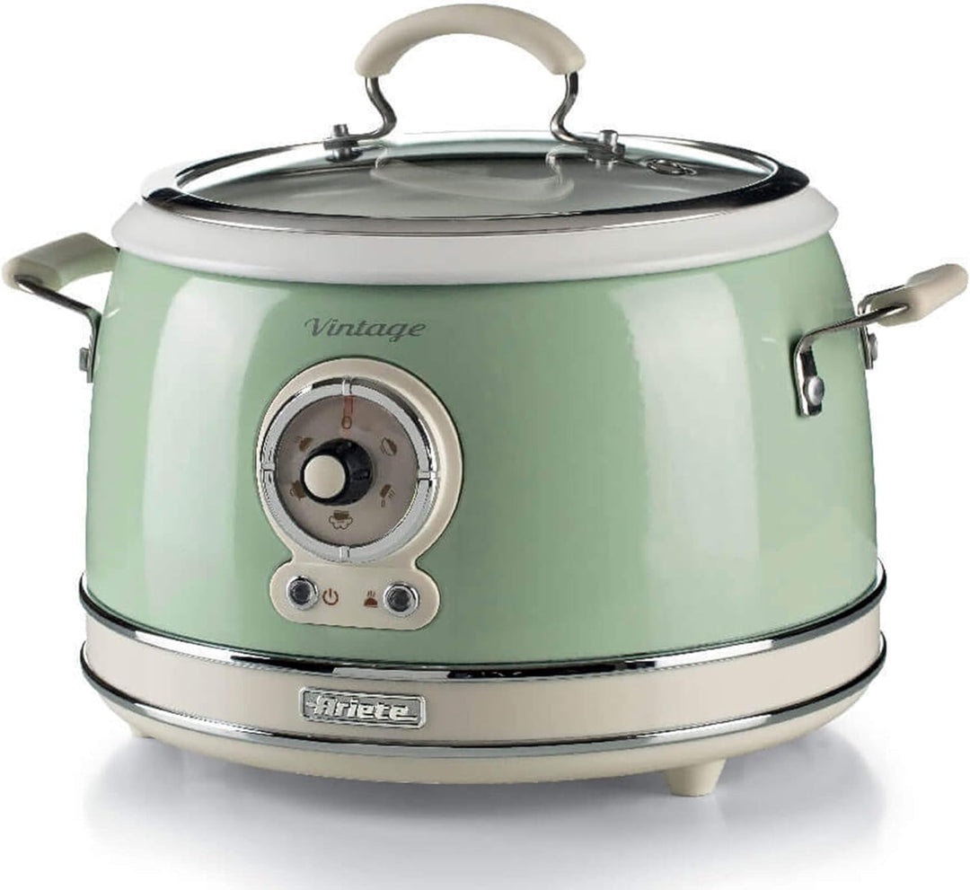 Ariete 2904, Rice Cooker, Reiskocher Slow Cooker, Dampfgarer, Vintage-Linie, 3,5 l, antihaftbeschich